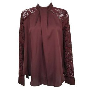 Worthington Womens Berry Bell Sleeves Blouse Small